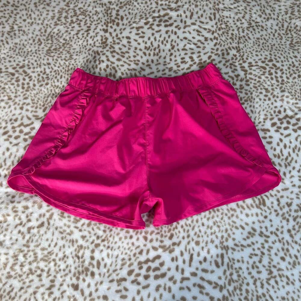 Yogalicious Ever After Running Short with Ruffle Trim Hot Pink Size L